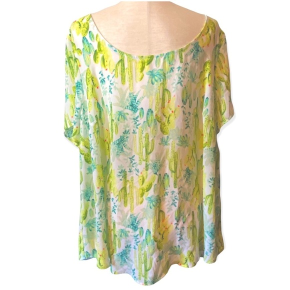 Torrid Abby White Green Cactus Georgette Blouse‎ Size 2/2X #15046572 - Picture 2 of 9